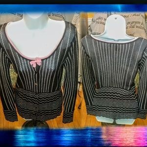 PrettyPremium ↪Black&White Cardigan with Pink Tr